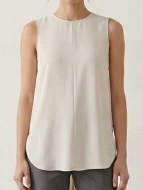 Aritzia Babaton Sleeveless High Low Blouse Womens XS Off White Minimalist Top